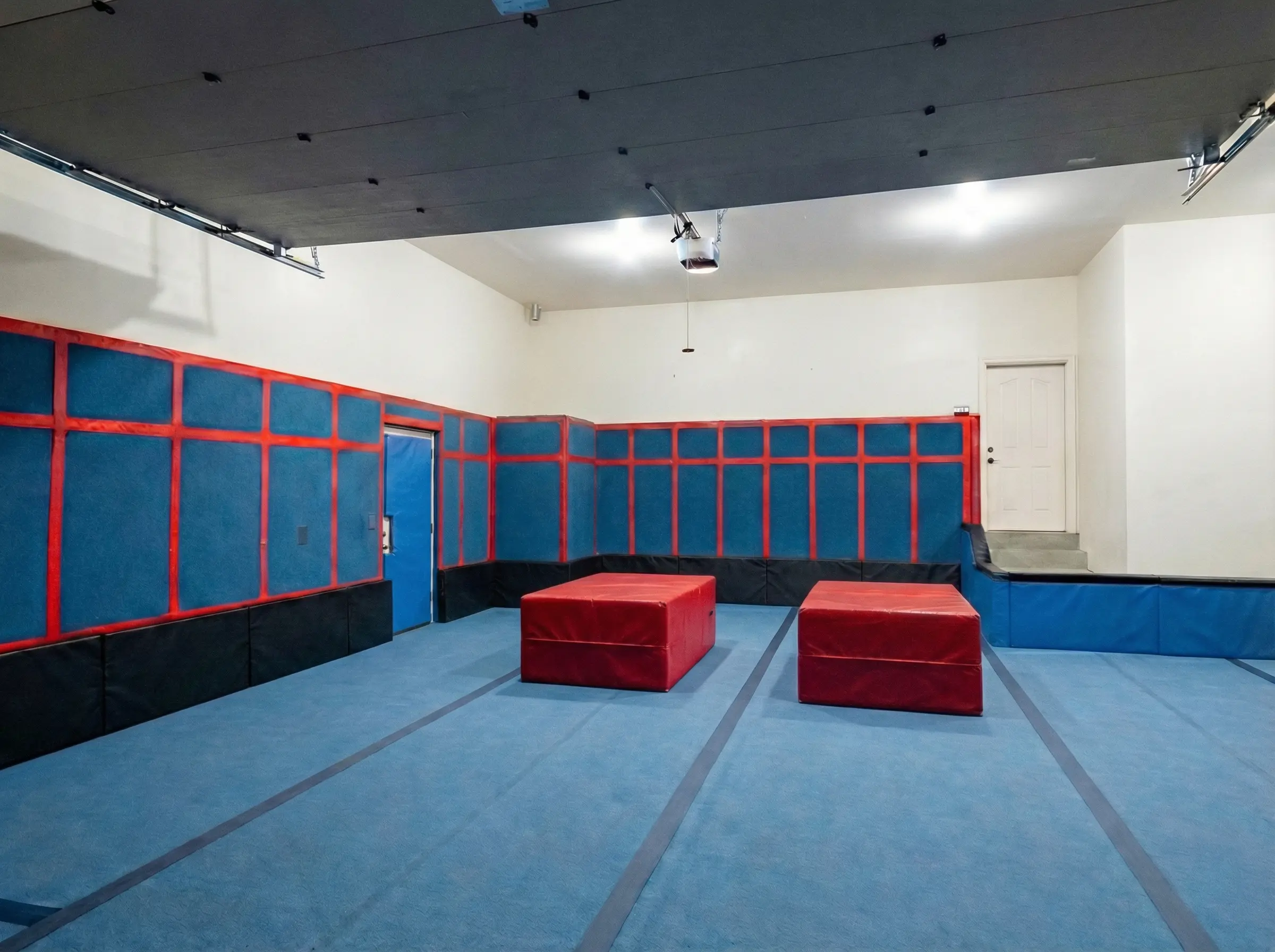 Training area with blue mats